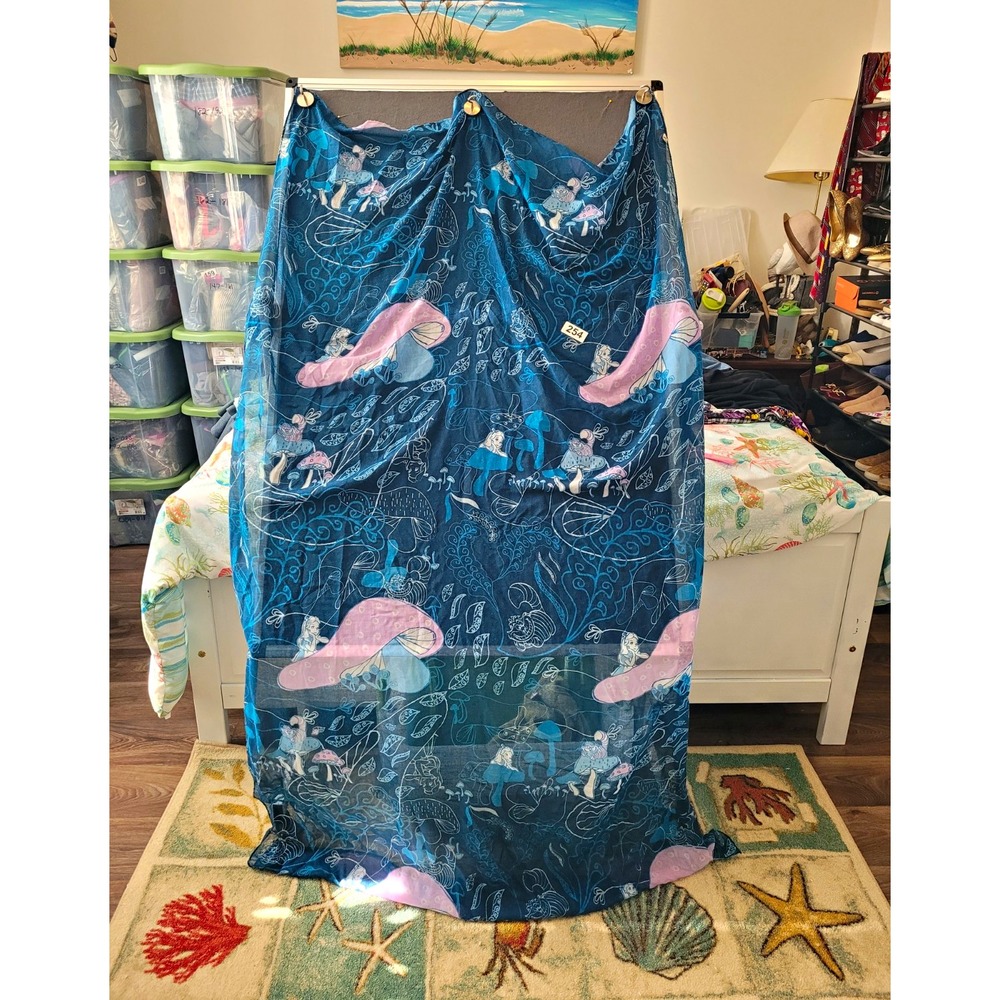 Loungefly Disney Alice in Wonderland Women's Scarf Blue Pink Polyester 74x17"